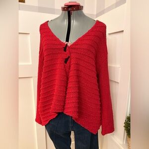 Habitat Red Textured Knit Cardigan Size Small